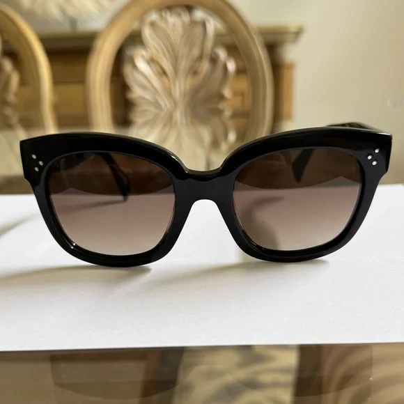 Celine New Audrey CL 41805/S Sunglasses Black/Brown Gradient Lenses - Picture 3 of 12